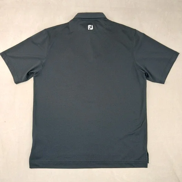 Footjoy Large Mens Polo Shirt Golf Stretch Knit Sand Point CC 24x30 Black - Picture 10 of 12